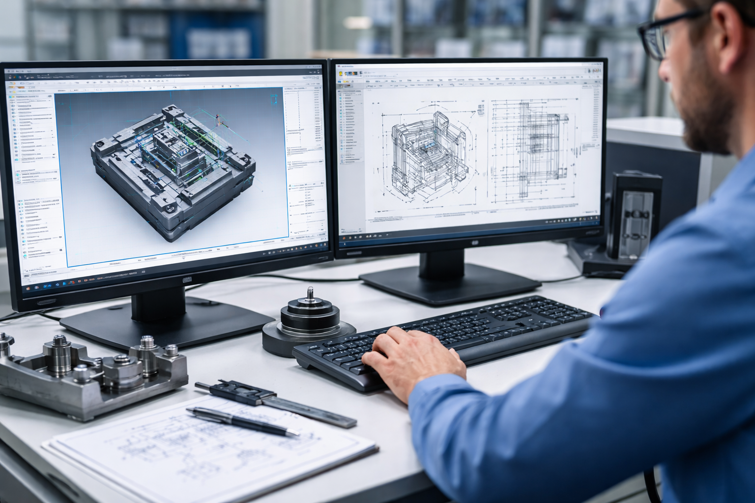 stanowisko cad cam w biurze przemysłowym
