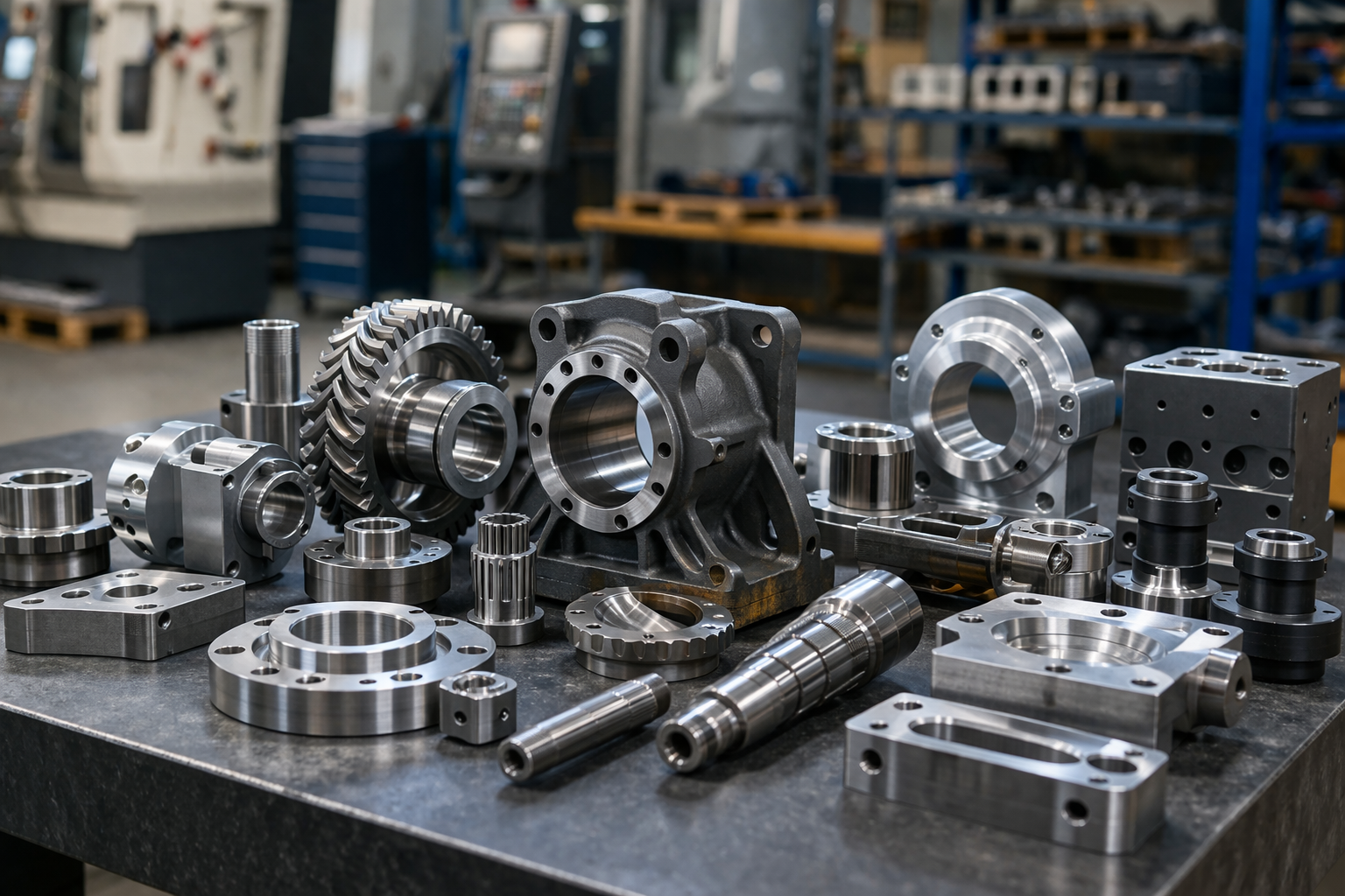 warsztat precyzyjny z metalowymi komponentami
